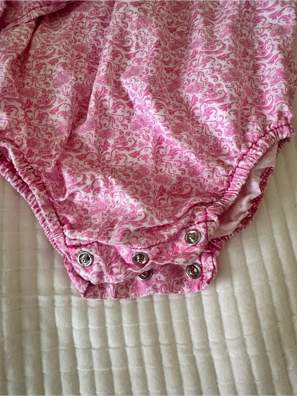 Pink Paisley pearl snap Long-Sleeve Baby One-Piece Bodysuit